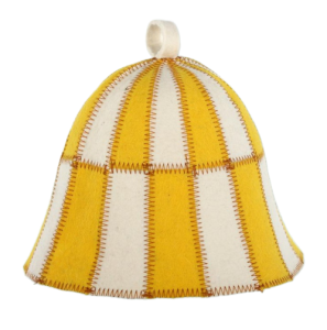 Czapka do sauny filcowa - Krata biało - żółta