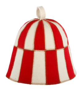 Czapka do sauny filcowa - Krata biało - czerwona