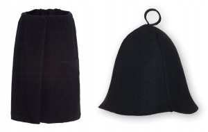 SAUNA - KILT / RĘCZNIK 70*140 + CZAPKA SAUNA CZARNY