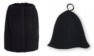 SAUNA - KILT / RĘCZNIK 50*140 + CZAPKA SAUNA CZARNY