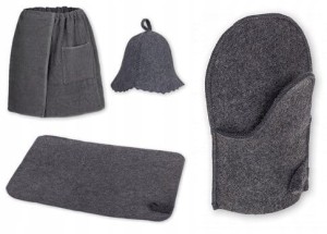 SAUNA KOMPL. SZARY 70 - KILT CZAPKA DYWANIK REKAWICA