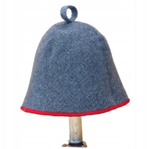 SAUNA CZAPKA DO SAUNY SZARO-CZERWONA UNIWERSALNA 