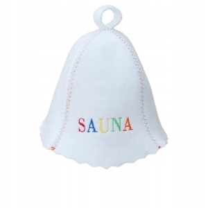 SAUNA CZAPKA DO SAUNY FILCOWA BIAŁA LOGO MIX KOLOR