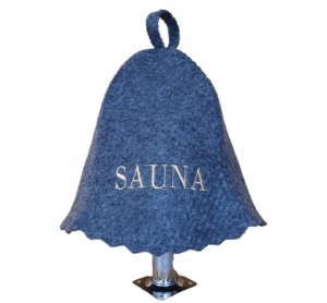 SAUNA CZAPKA DO SAUNY FILCOWA SZARA LOGO ZŁOTE
