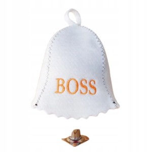 SAUNA CZAPKA DO SAUNY FILCOWA BIAŁA BOSS