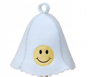 SAUNA CZAPKA DO SAUNY FILCOWA BIAŁA UŚMIECH