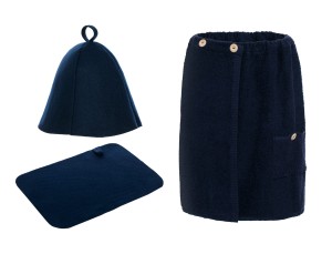 SAUNA PAKIET MĘSKI GRANAT  KILT CZAPKA DYWANIK GUZIK