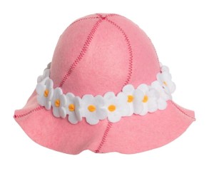 Czapka do sauny filcowa - Rumianki róźowe