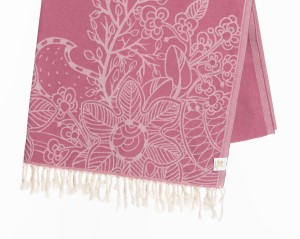 SAUNA RĘCZNIK HAMMAM PESHTEMAL100%BAWEŁNA 380GR FLOWER FUKSJA