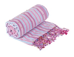 Sauna Łaźnia - Hammam Ręcznik 100% Bawełna Pompon RÓŻ