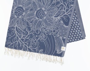 SAUNA RĘCZNIK HAMMAM PESHTEMAL100%BAWEŁNA 380GR FLOWER DENIM