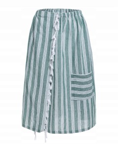 HAMMAM SPA BASEN SAUNA PAREO NA RZEP 100% BAWEŁNA 60 x 150 CM PASY ZIELONY