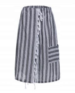 HAMMAM SPA BASEN SAUNA PAREO NA RZEP 100% BAWEŁNA 60 x 150 CM PASY CZARNY