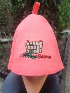 SAUNA CZAPKA FILCOWA DO BANI I SAUNY EKO RÓŻ LOGO