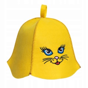 SAUNA CZAPKA FILCOWA DO SAUNY - KOTUŚ ZÓŁTY