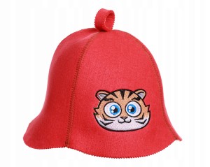 SAUNA CZAPKA FILCOWA DO SAUNY - TYGRYSEK CZERWONY