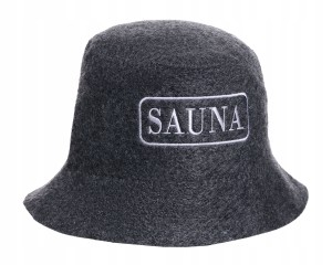 SAUNA CZAPKA KAPELUSZ DO SAUNY - PANAMA SZARA LOGO