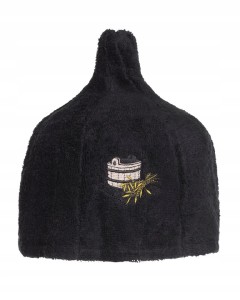 SAUNA CZAPKA DO SAUNY KAPELUSZ - NATURALNA BAWEŁNA CZARNA