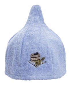 SAUNA CZAPKA DO SAUNY KAPELUSZ - NATURALNA BAWEŁNA BŁĘKITNA