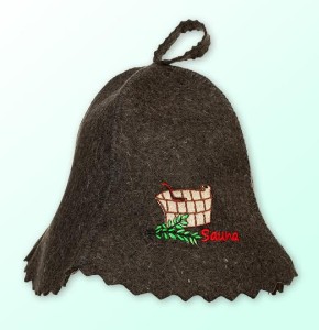 Czapka do sauny szara 100% filcowa - Sauna 2015 E Logo