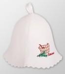 Czapka do sauny biała gruba 100% filcowa - Sauna 2015 G Logo