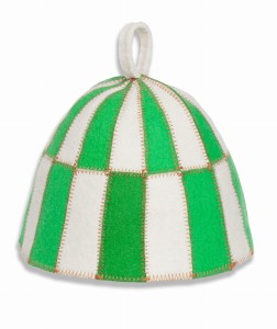 Czapka do sauny filcowa - Krata biało - zielona