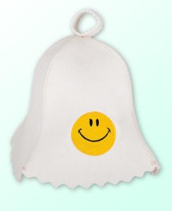 Czapka do sauny biała 100% filcowa - Buzia uśmiech 1