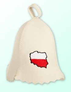 Czapka do sauny biała 100% filcowa - Sauna 2015 Polska 
