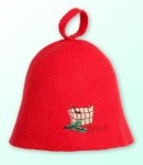 Czapka do sauny filcowa - Czerwona uniwersalna z logo